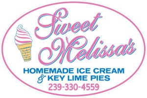 A logo for sweet melissa ice cream and key lime pies.