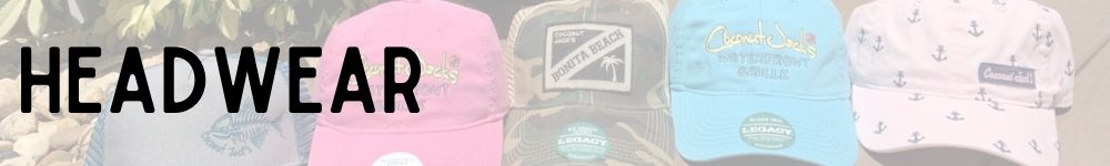 A pink hat and camo cap with the words " coconut ima 's bonita beach ".