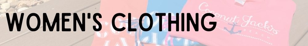 A close up of the word clothing written in black