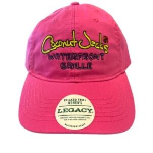 A pink hat with the words grand sods waterfront grille on it.