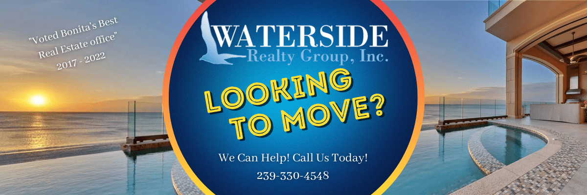A blue background with the words " looking to move ?" written in yellow.
