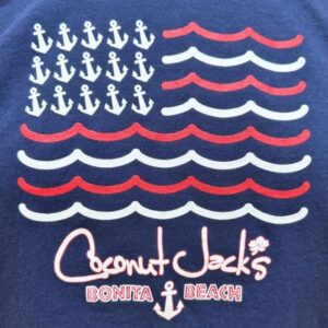 A close up of the front of a t shirt