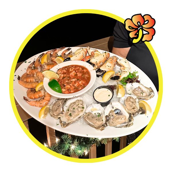 A plate of seafood on the table